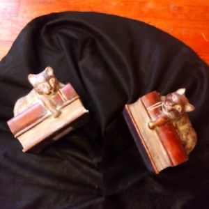 Brass Cat Bookends